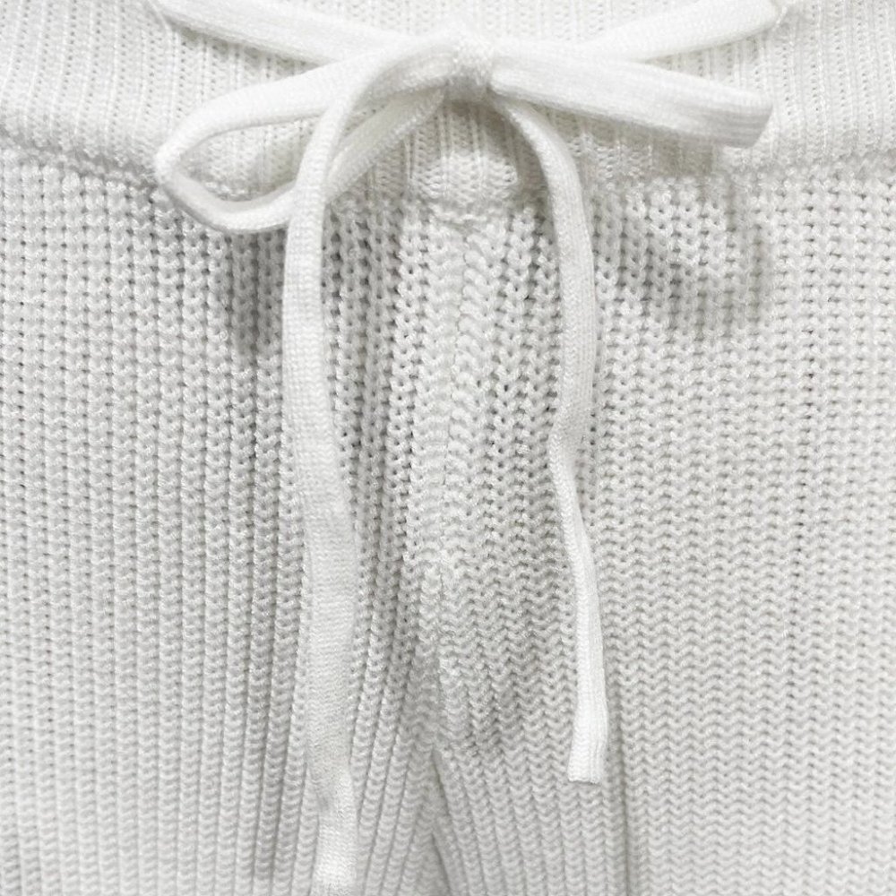 white batwing sleeve sweater and knit pants set casual streetwear - Picture 6 of 6